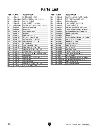 Part Diagram for G0798