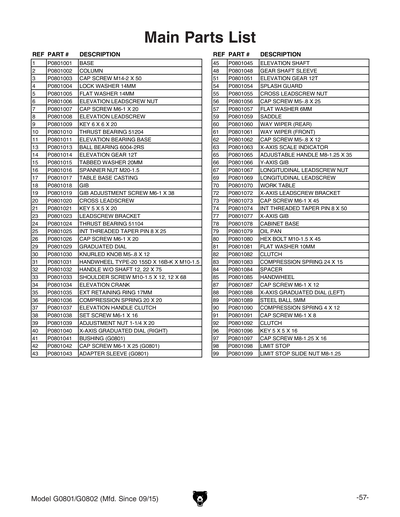 Part Diagram for G0801