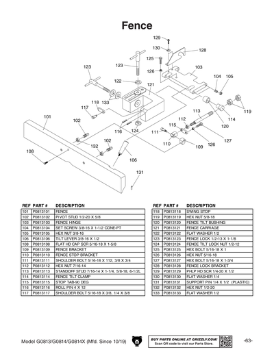Part Diagram for G0813