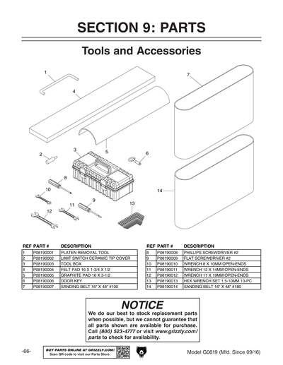 Part Diagram for G0819