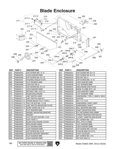 Part Diagram for G0820