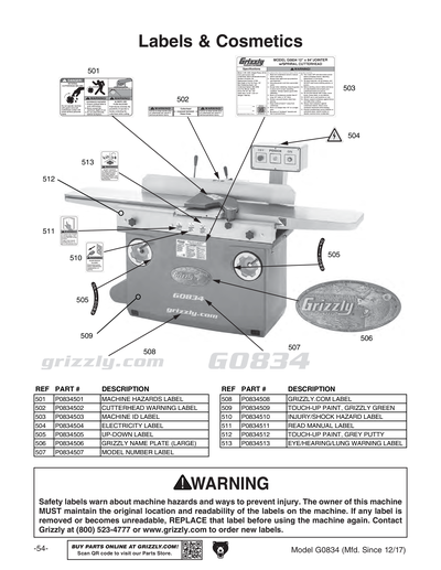Part Diagram for G0834
