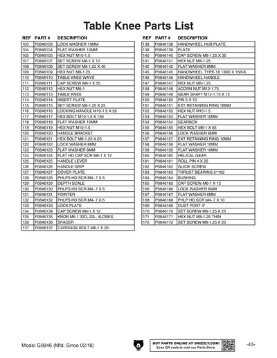 Part Diagram for G0846