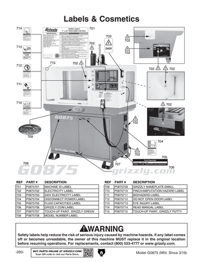 Part Diagram for G0875