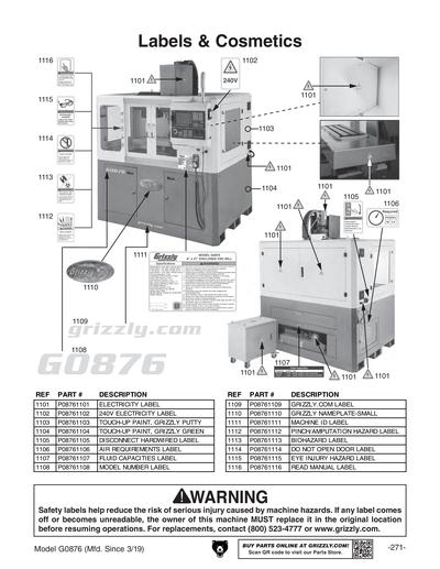 Part Diagram for G0876