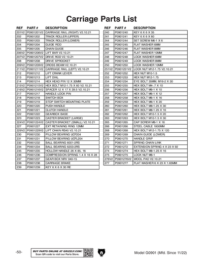 Part Diagram for G0901