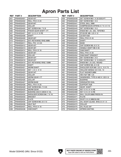 Part Diagram for G0949G
