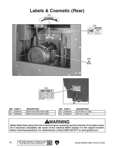 Part Diagram for G0965