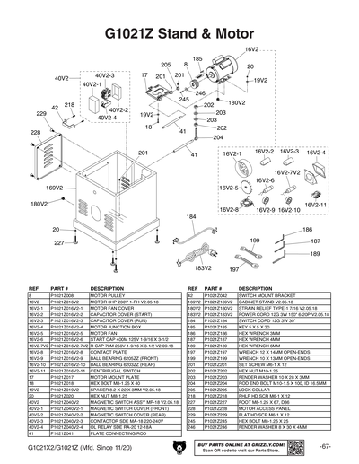 Parts for G1021Z 15