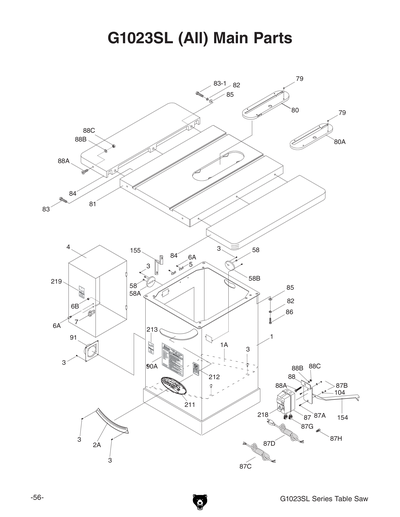 Part Diagram for G1023SLW