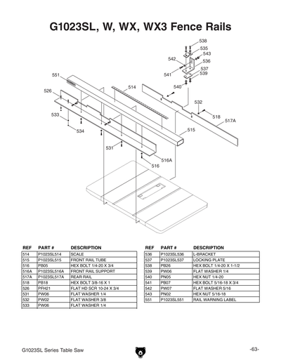 Part Diagram for G1023SLWX3