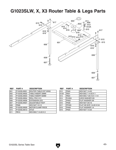 Part Diagram for G1023SLWX3