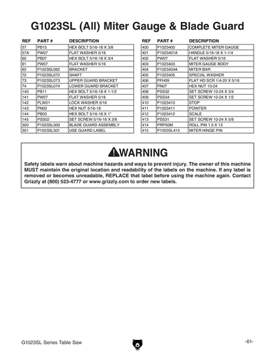 Part Diagram for G1023SLWX