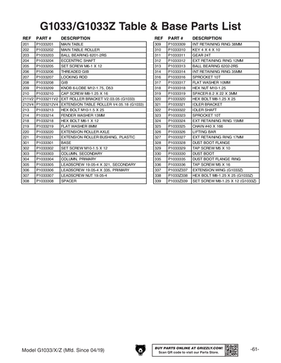 Part Diagram for G1033X