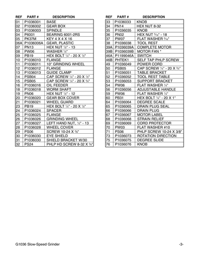 Part Diagram for G1036