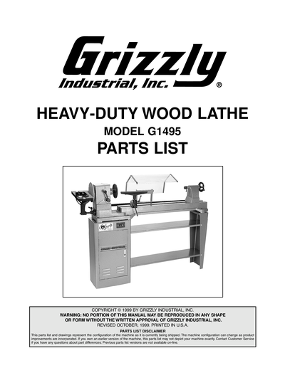 Parts for Heavy Duty Wood Lathe Grizzly Industrial