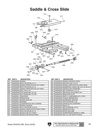 Part Diagram for G4003G