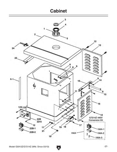 オーダーページ Parts for G7214Z 7-1/2 HP 3-Phase Spindle Shaper - Grizzly