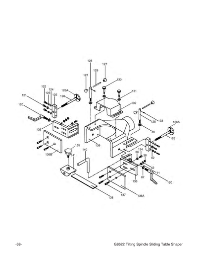 Parts for G8622 5 HP Sliding Table Shaper with Tilting Spindle