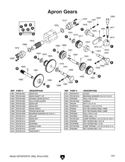 Parts for G9730 13