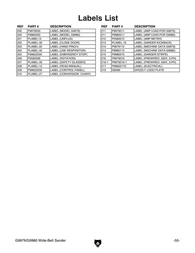 Part Diagram for G9980