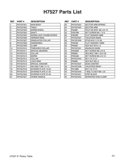 Part Diagram for H7527