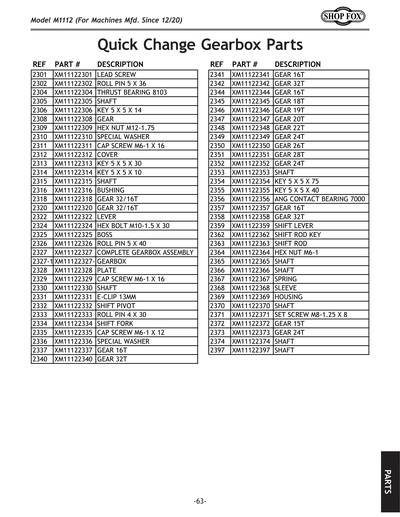 Part Diagram for M1112