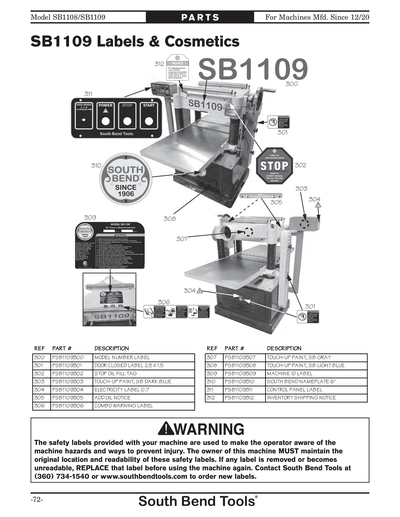 Part Diagram for SB1109