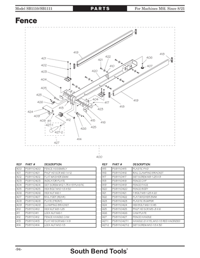 Part Diagram for SB1110