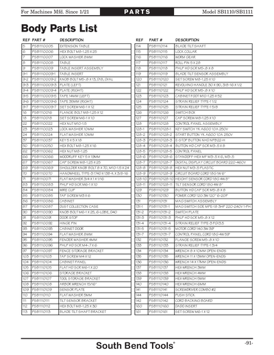 Part Diagram for SB1111