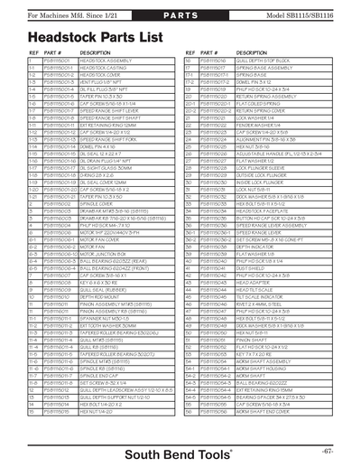 Part Diagram for SB1116
