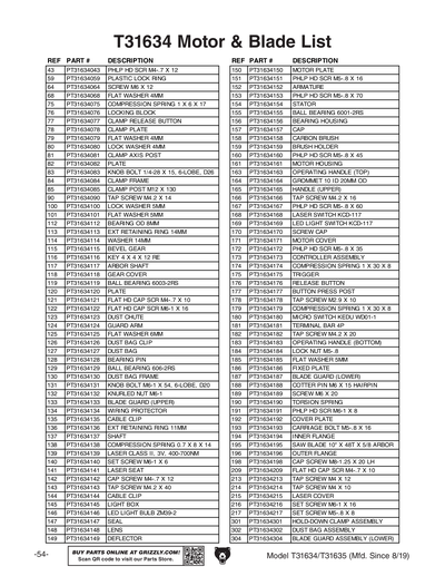 Part Diagram for T31634