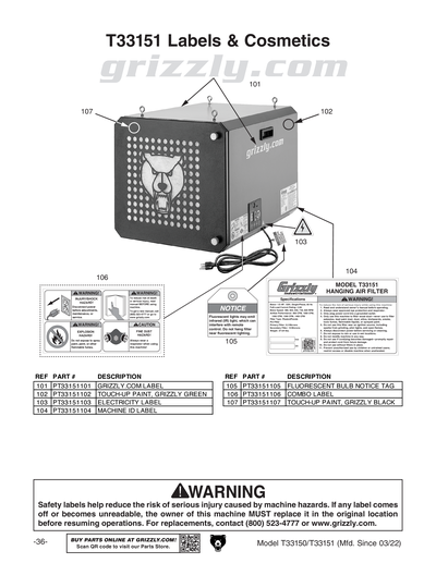 Part Diagram for T33150