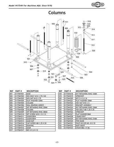 Parts for W1754H 20