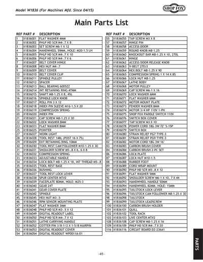 Parts for W1836 12