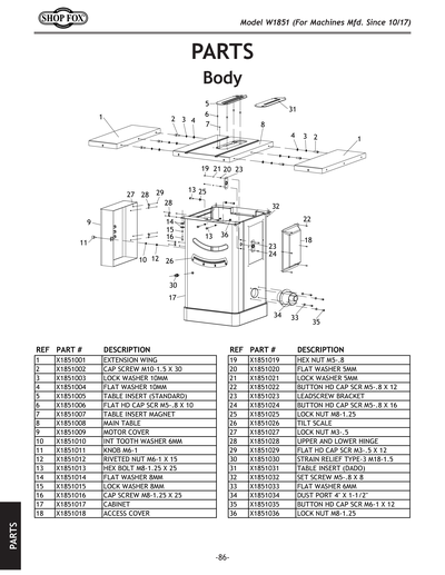 Part Diagram for W1851