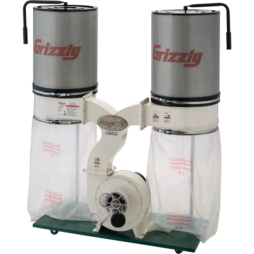 Grizzly G0562ZP - 3 HP Double Canister Dust Collector w/ Aluminum