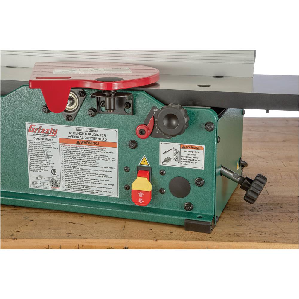 8" Benchtop Jointer with SpiralType Cutterhead Grizzly Industrial