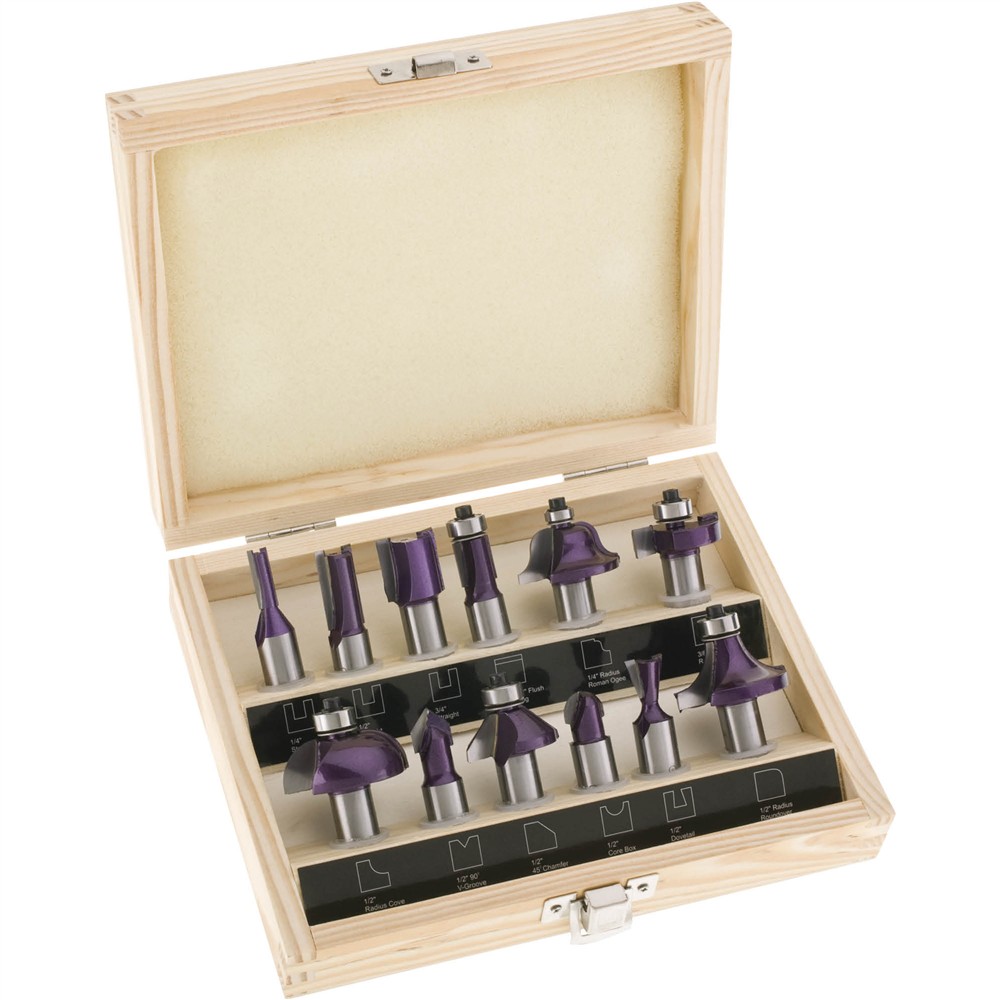 12 Piece Router Bit Set Grizzly H5561 - Router Bit 12-Pc. Set, 1/2