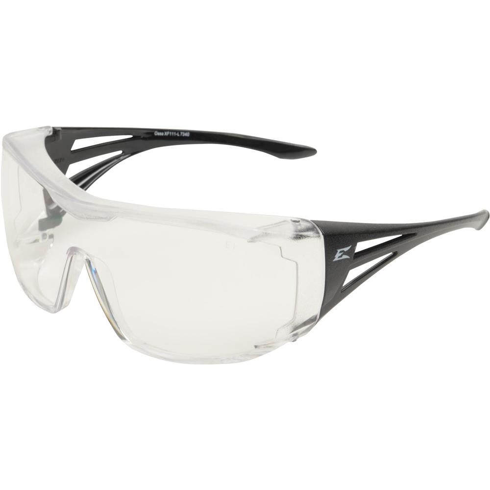 Ossa Fit Over Safety Glasses Black, Large Clear Lens Grizzly Industrial