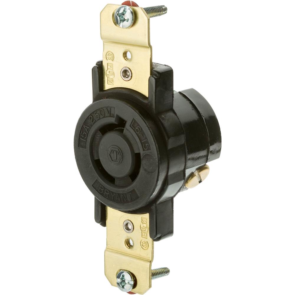 15 Amp 250V NEMA L6-15 Single-Phase Twist Lock Receptacle - Grizzly