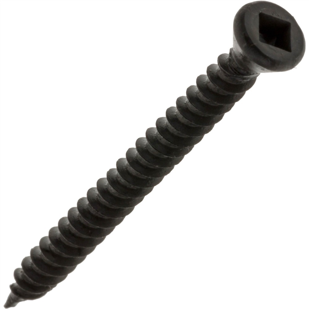 6 x 15/8" 1 Bit Black Square Drive Trim Head Wood Screw, 100 pc. at
