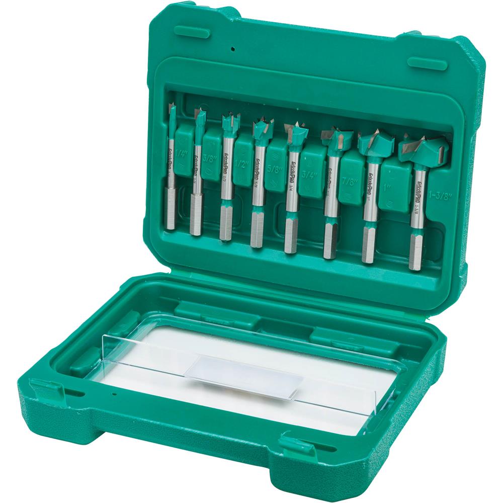 Tungsten Carbide Hex Shank Forstner Bit Set, 8 Pc. 1/4" 13/8