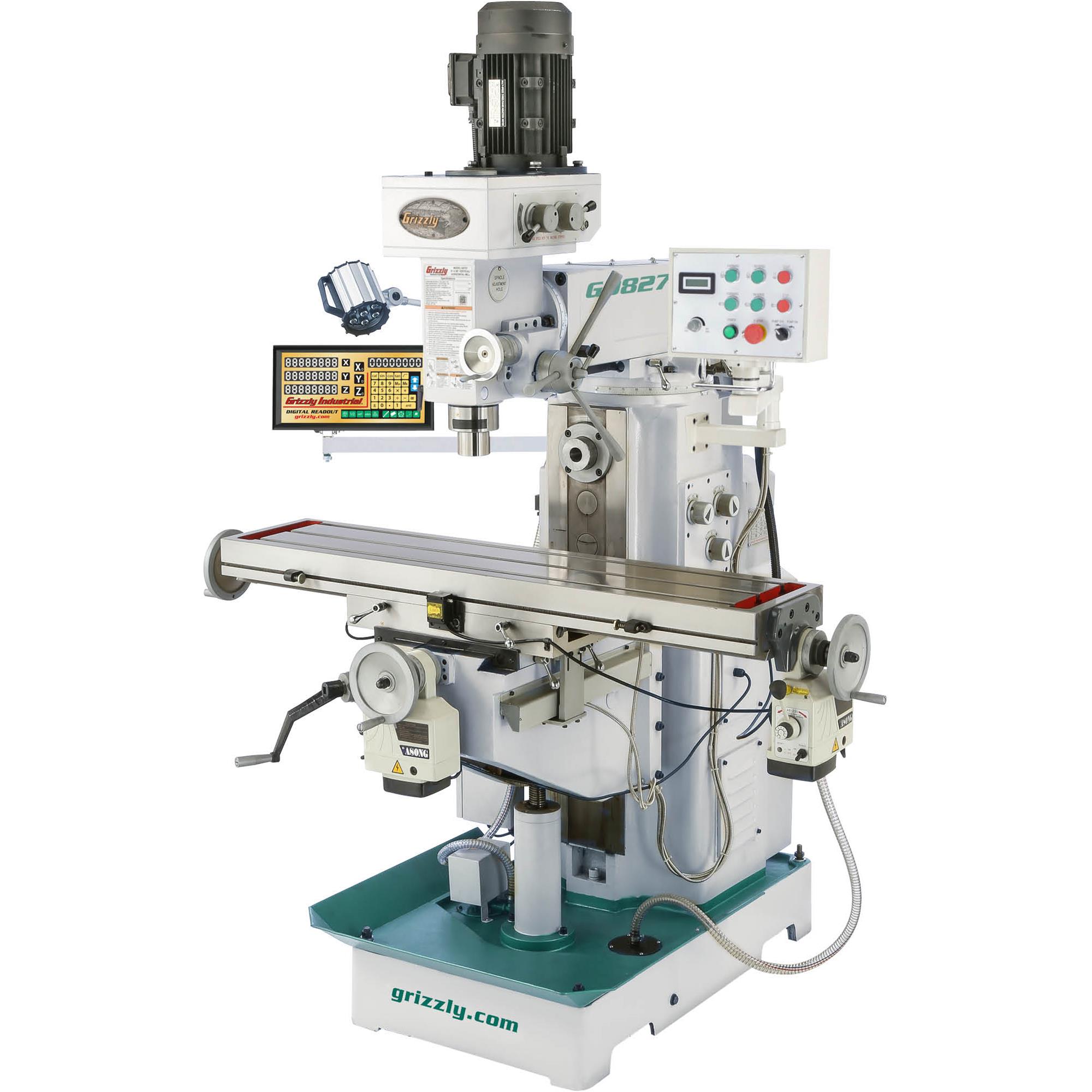 11" x 50" 2 HP Horizontal/Vertical Mill with DRO Grizzly Industrial