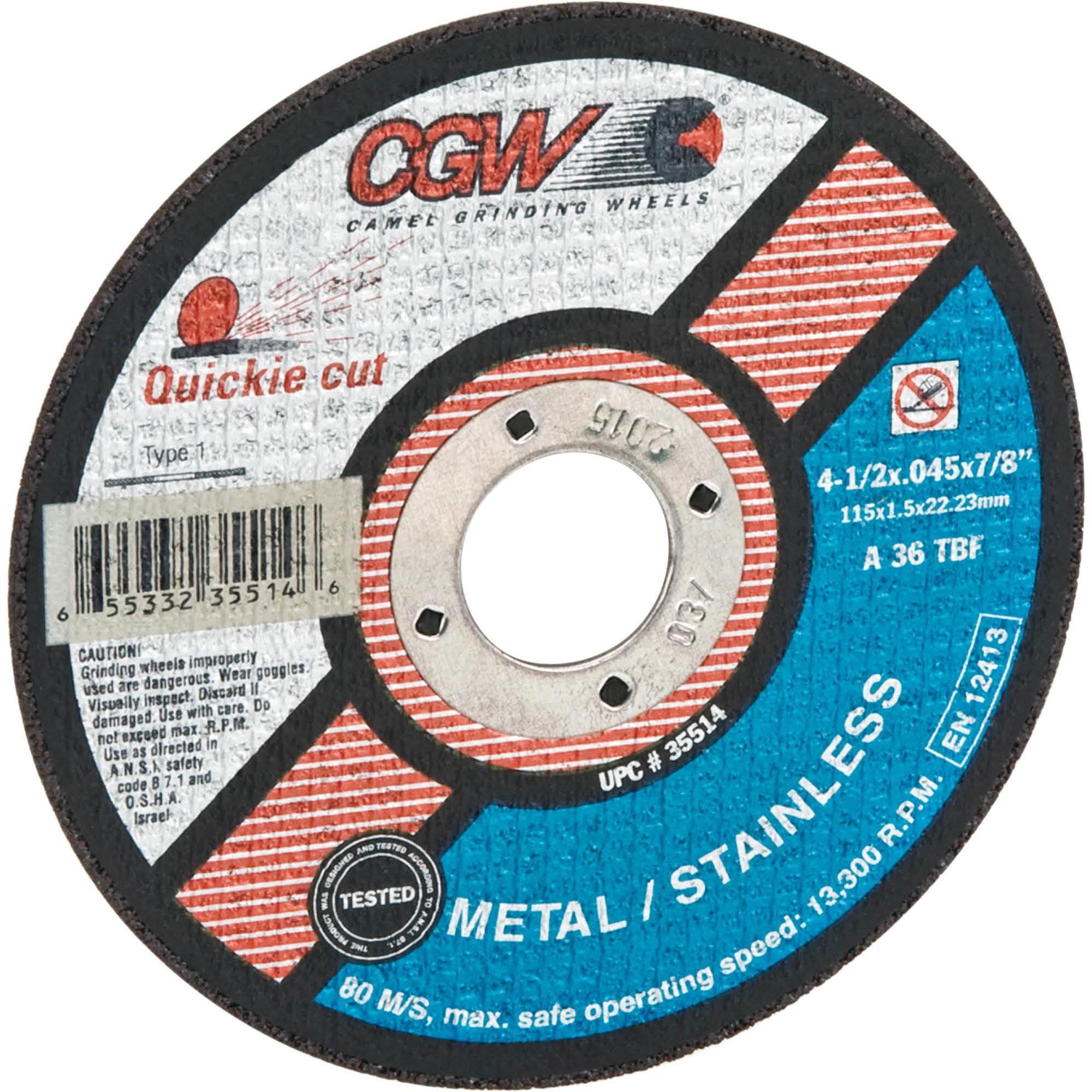 A/O CutOff Wheel Type 1, 41/2" x 3/64" x 7/8", 60 Grit Grizzly