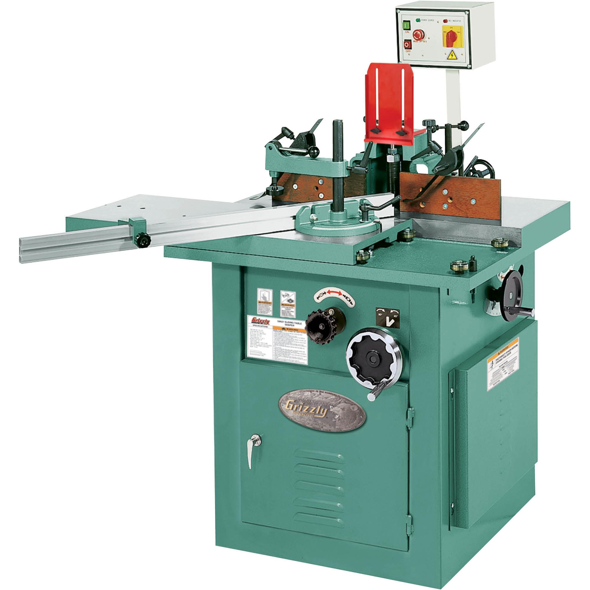 5 HP Sliding Table Shaper with Tilting Spindle Grizzly Industrial