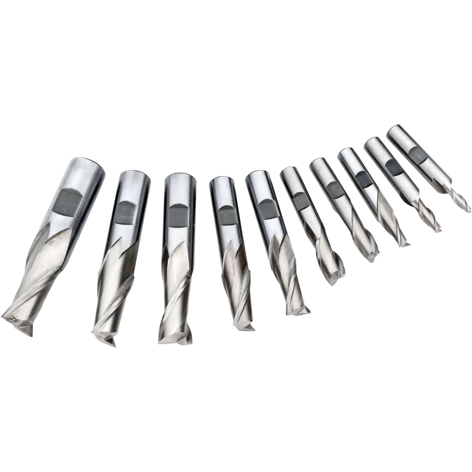 HSS 2 Flute End Mills, 10 Pc. Set Grizzly Industrial