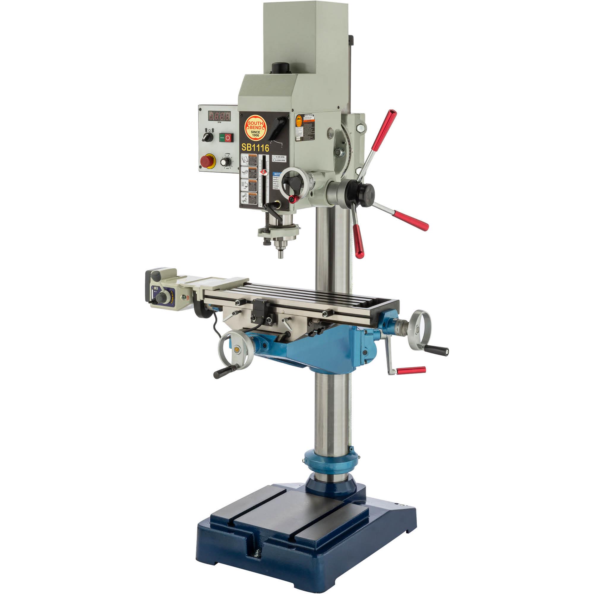 21" VariableSpeed Gearhead Drill Press With Cross Slide Table at