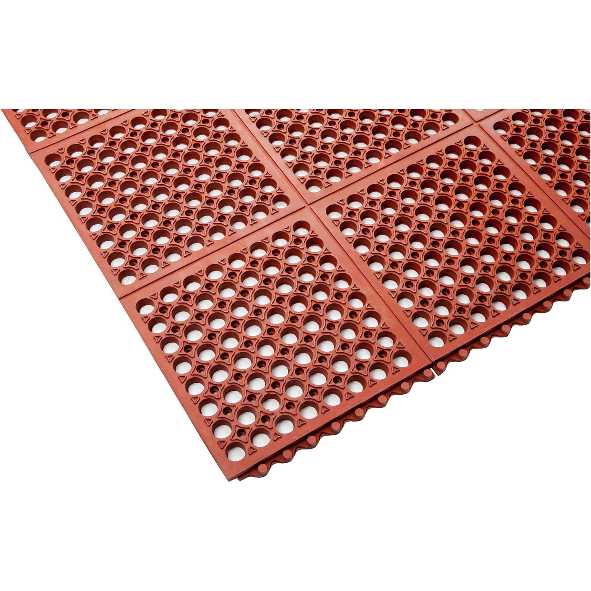 3x5 Nitrile Rubber Mat w/Holes, Beveled Edges, Grease Resistant Terra