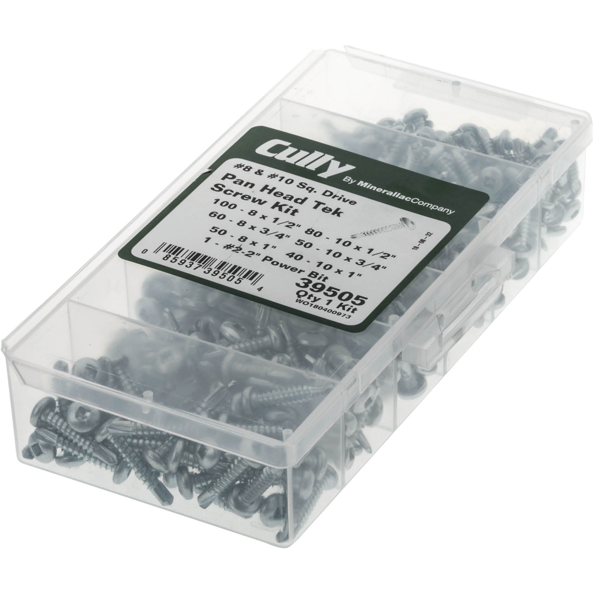 8 & 10 Pan Head Square Drive Tek Screw Kit, 381 pc. Grizzly Industrial